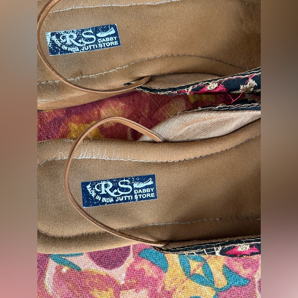Embroidered Black and Gold Women's Flats - Picture 2 of 5